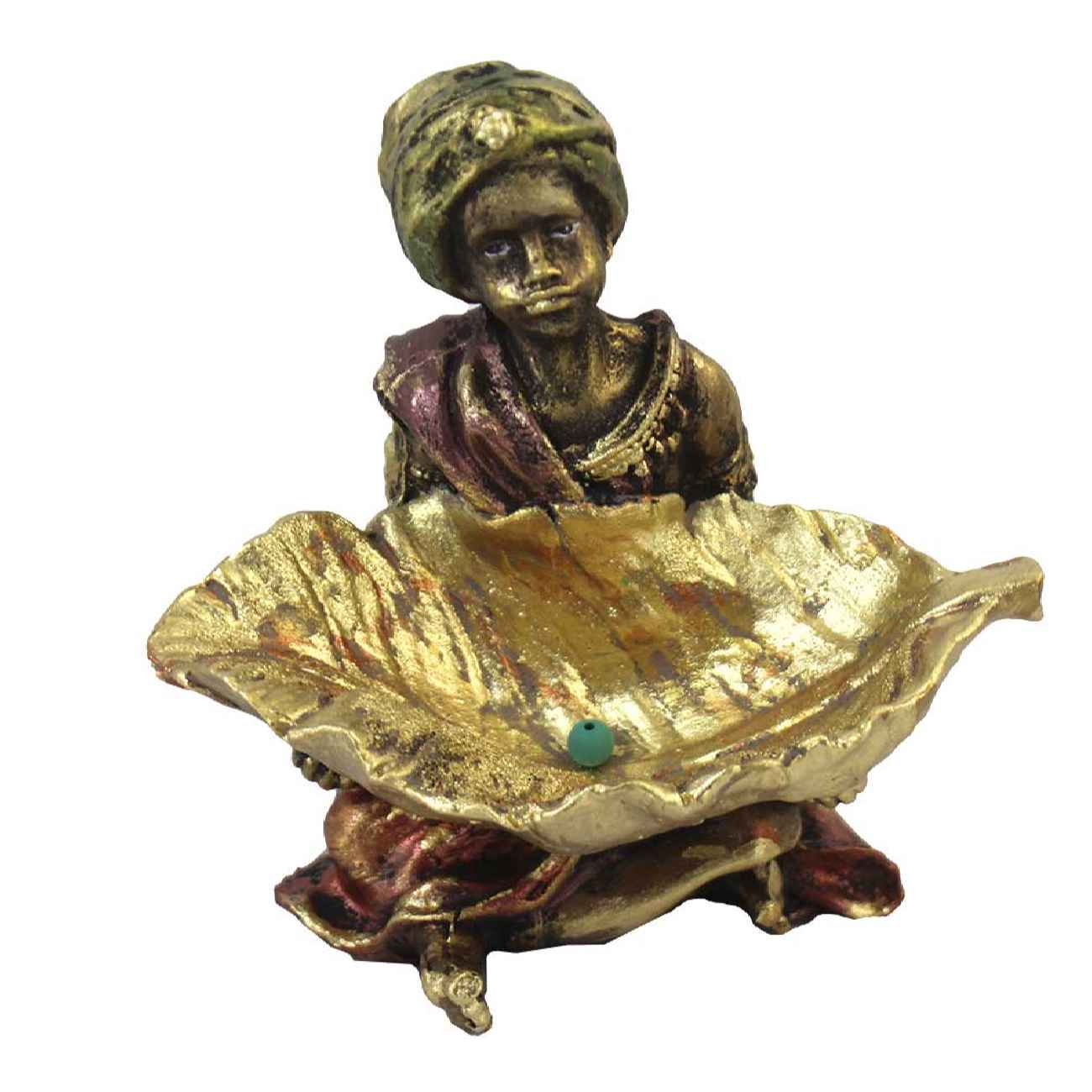 Sculpture d’encens artistique en résine dorée – Décor unique et accent d’aromathérapie