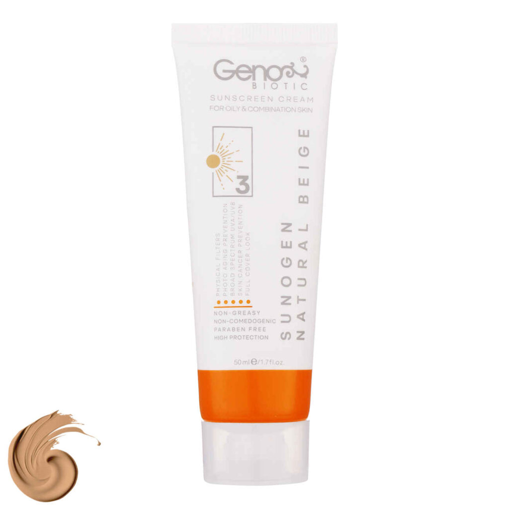 Meilleure Crème Solaire pour Peaux Grasses et Mixtes - Geno Biotic SPF50 Teintée - Beige Naturel (Lot de 2)