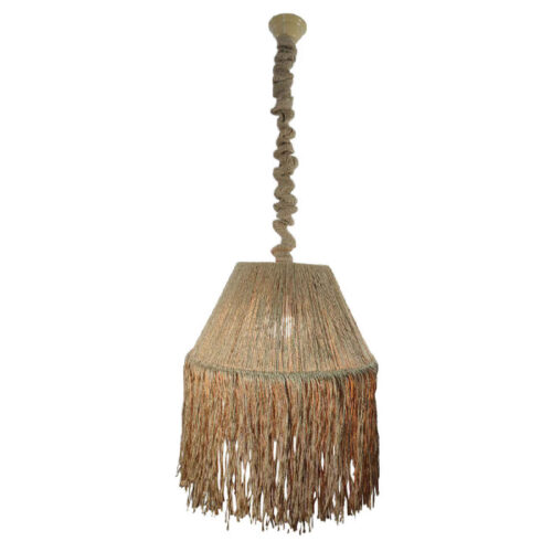 Suspension tissée fabriquée à la main – Lumière de plafond en chanvre rustique