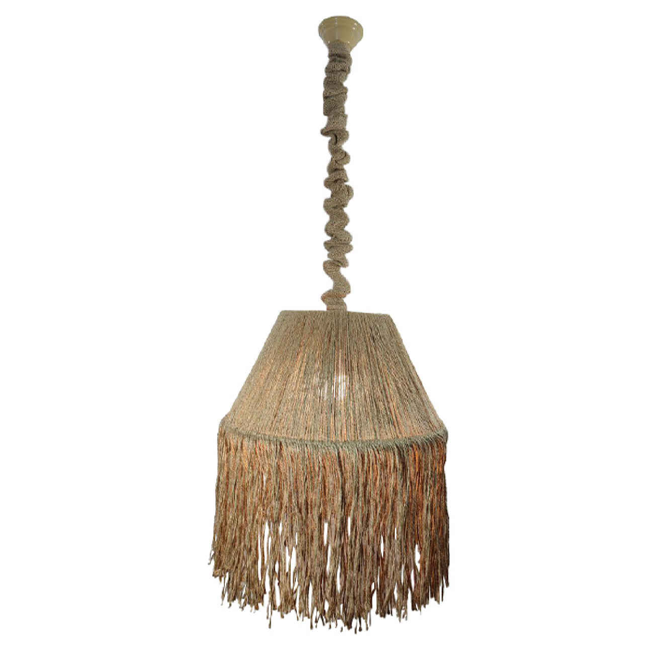 Suspension tissée fabriquée à la main – Lumière de plafond en chanvre rustique