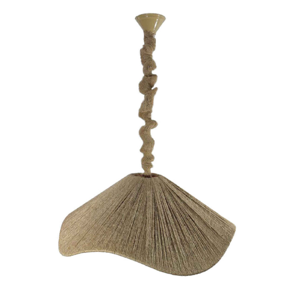 Suspension tissée fabriquée à la main – Lampe de plafond en chanvre à frangese et minimaliste