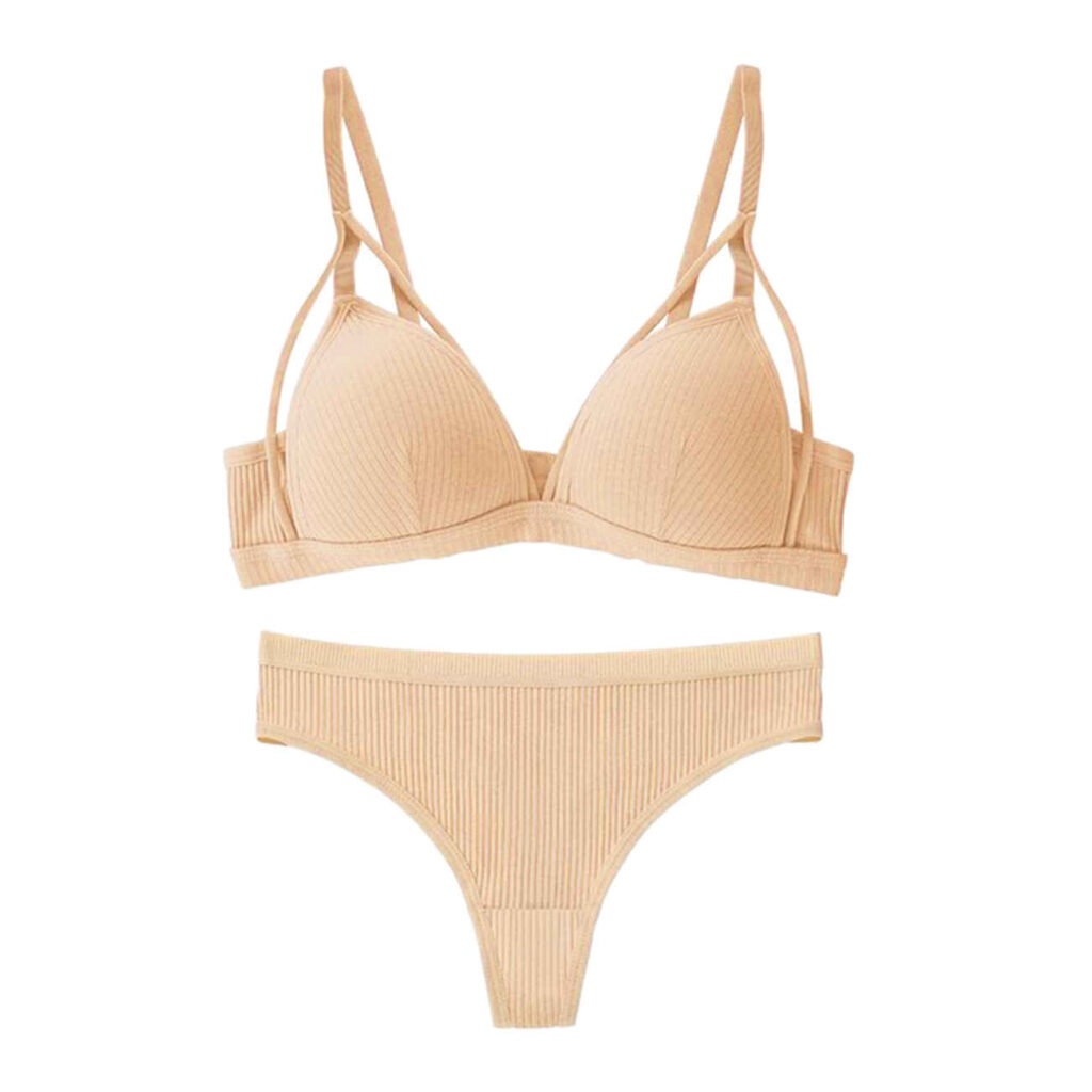 Ensemble soutien-gorge et culotte, modèle en coton d'été - Bralette assortie avec harnais