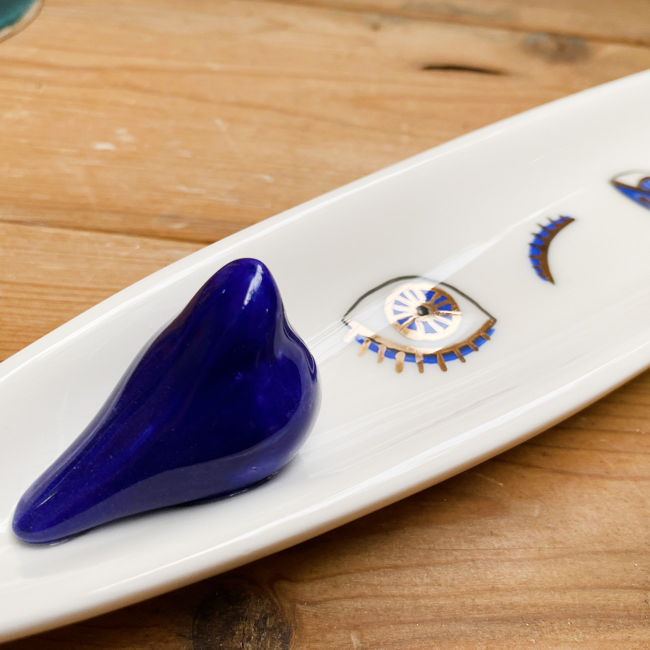 Porte-Encens en Céramique – Décoration Intérieure avec Motif Œil Protecteur (Nazar)