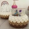 Panier de rangement en crochet - Organisateur et rangement parfait en marron, ensemble de 2