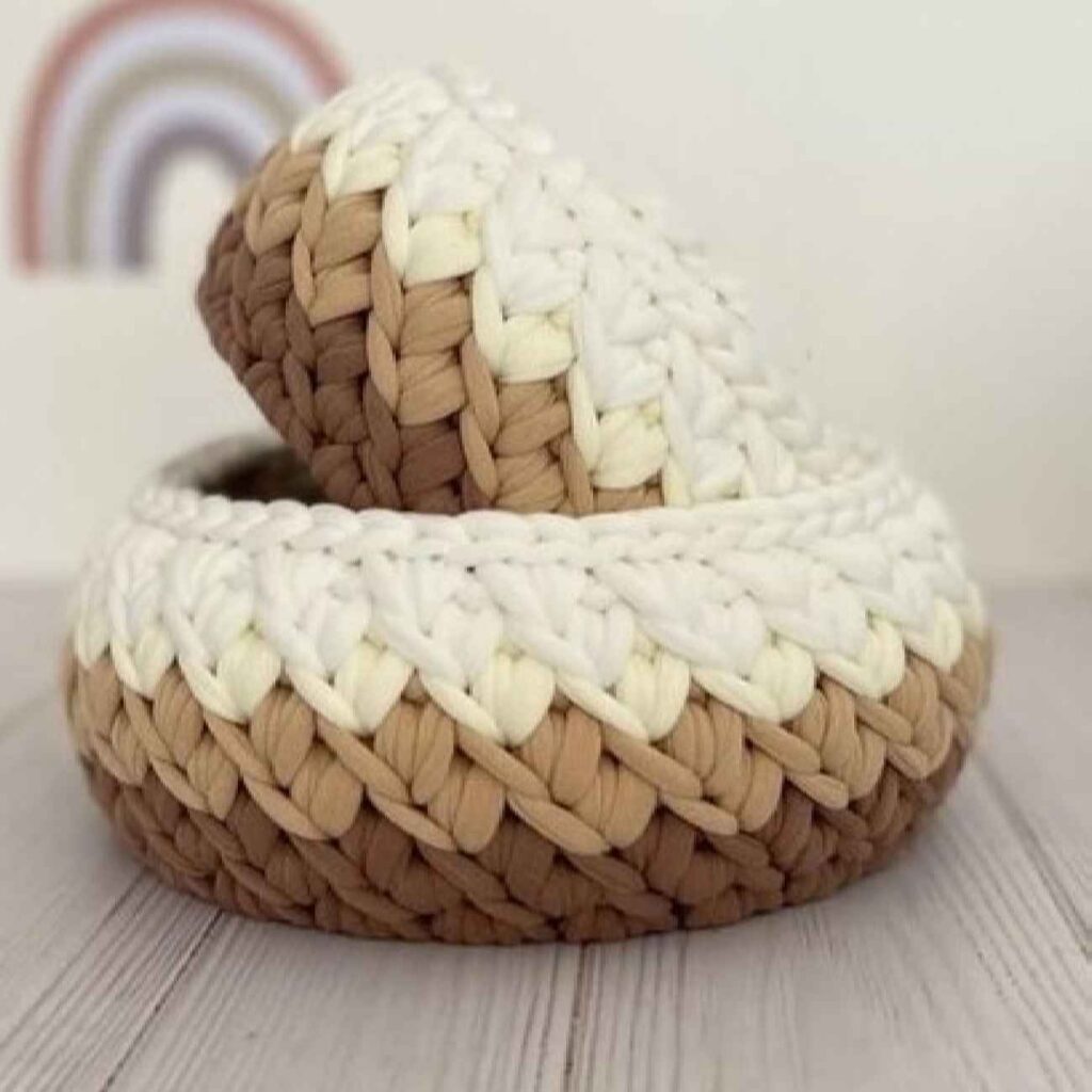 Panier de rangement en crochet - Organisateur et rangement parfait en marron, ensemble de 2