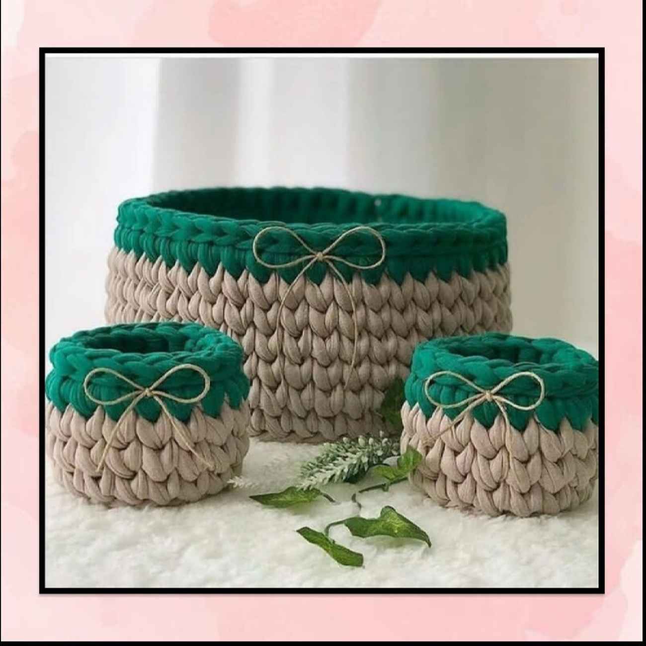 Panier de rangement en crochet - Organisateur parfait avec design Wheat, ensemble de 3