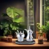 Percolateur électrique à café en acier - Ensemble de deux bouilloires électriques pour café arabe et thé avec station de maintien au chaud
