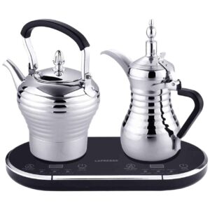 Percolateur électrique à café en acier – Ensemble de deux bouilloires électriques pour café arabe et thé avec station de maintien au chaud