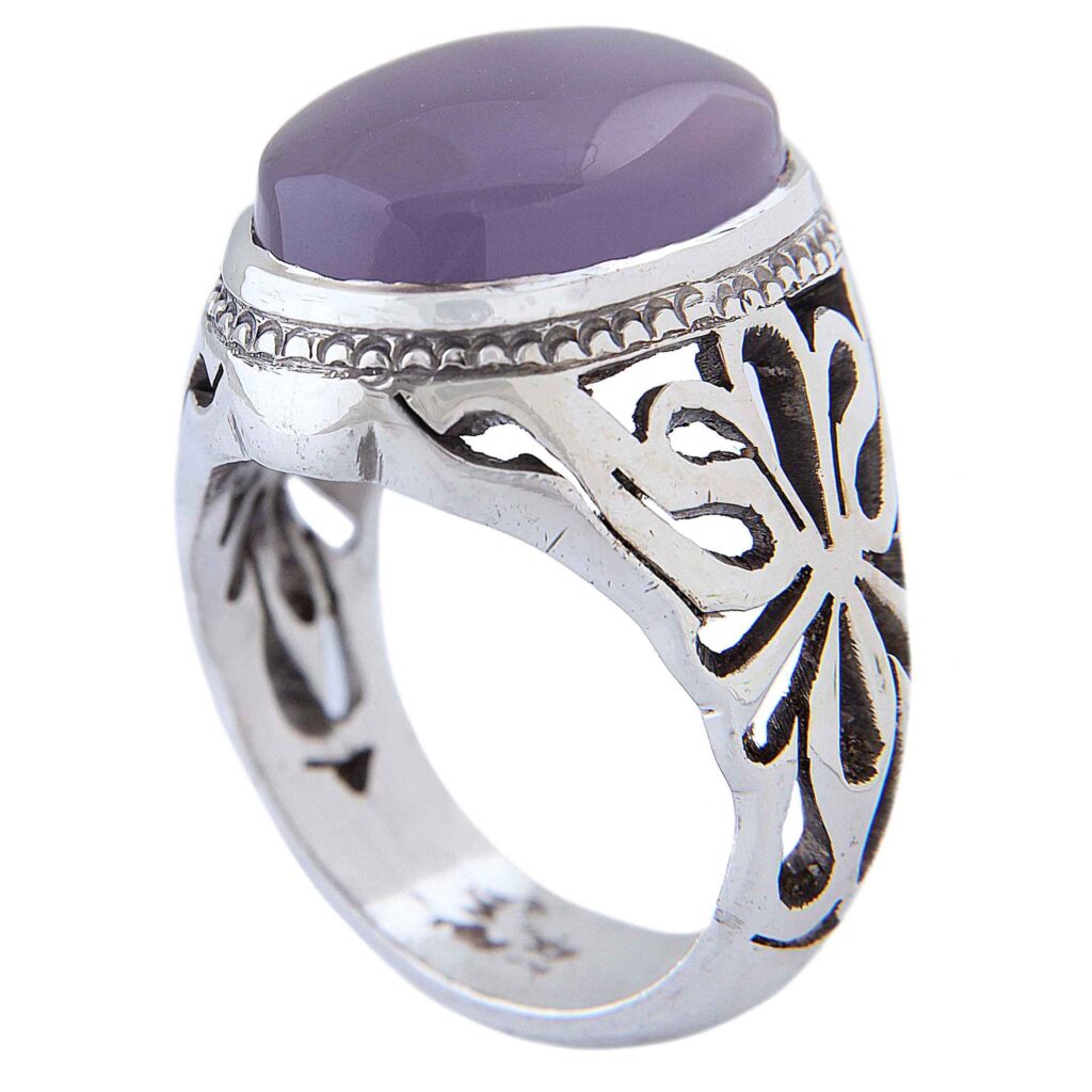 Bague en argent Aqeeq yéménite persane pour hommes - Authentique pierre d'agate yéménite fabriquée à la main