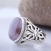 Bague en argent Aqeeq yéménite persane pour hommes - Authentique pierre d'agate yéménite fabriquée à la main