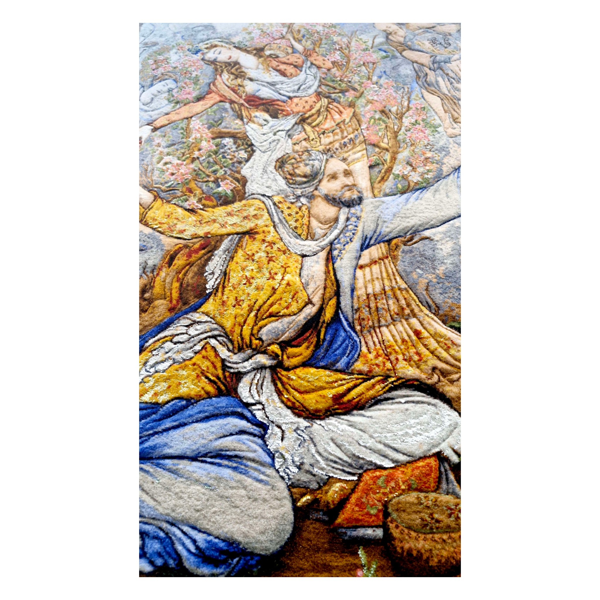Tapis mural persan fait main de Tabriz représentant la miniature Yearning for Mercy
