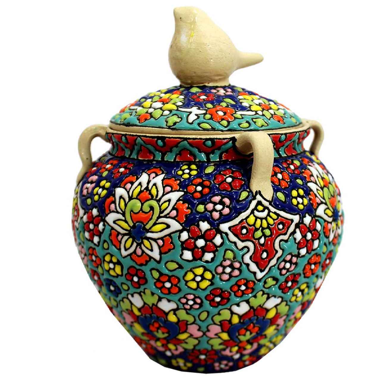 Sucrier en Poterie Persane Fait Main avec Couvercle - Mélange de Tradition et d'Art
