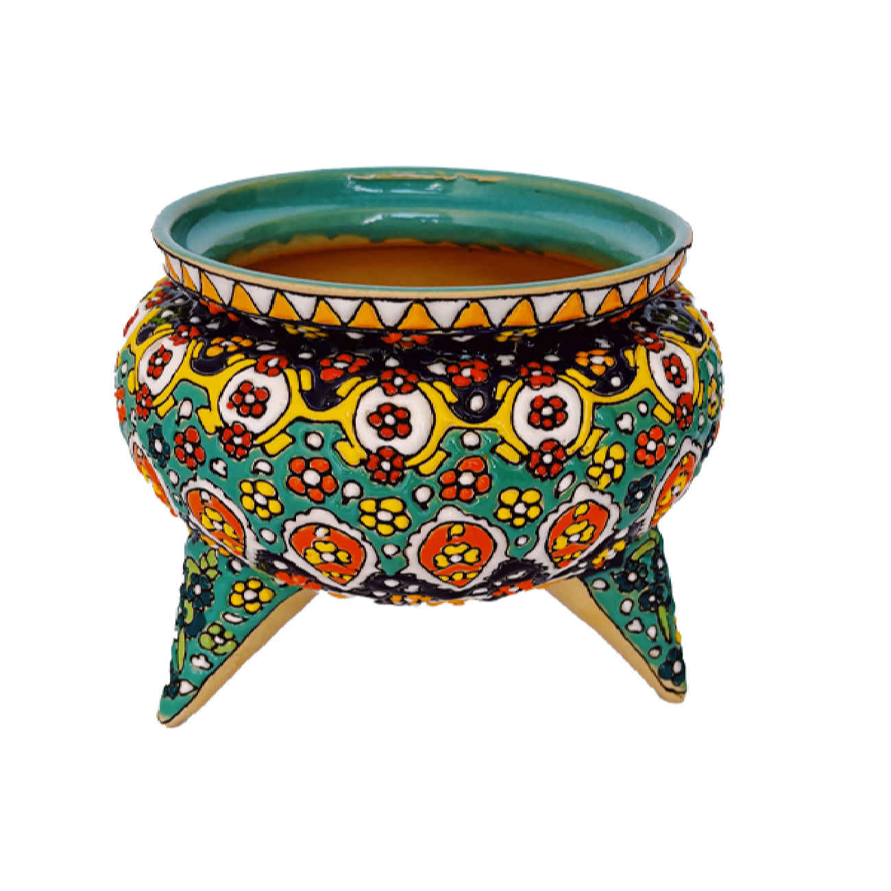 Sucrier en Poterie Persane Fait Main avec Couvercle avec Motif Floral