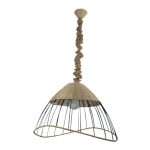 Suspension tissée fabriquée à la main – Lumière de plafond en chanvre rustique