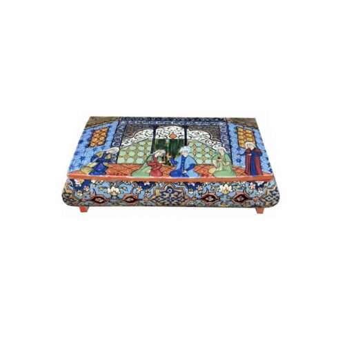 Boîte à bijoux artisanale avec motif pictural en os de chameau