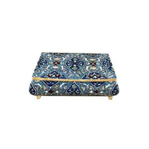 Boîte à bijoux artisanale en os de chameau avec motif géométrique