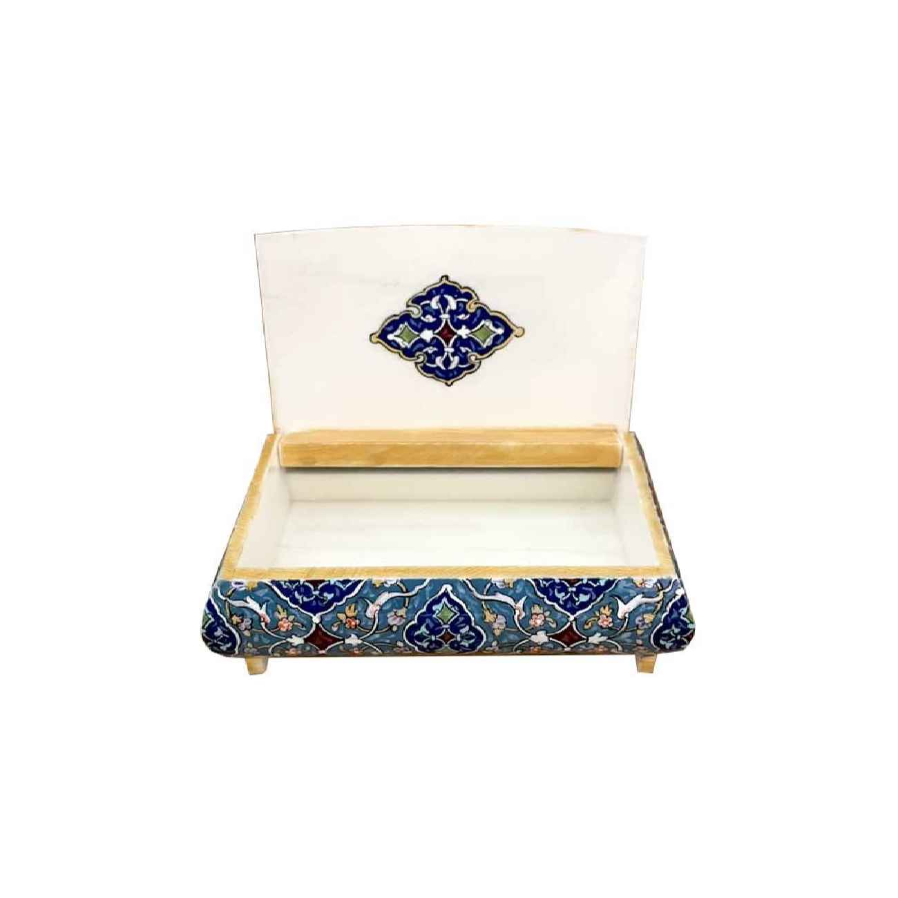 Boîte à bijoux artisanale en os de chameau avec motif géométrique