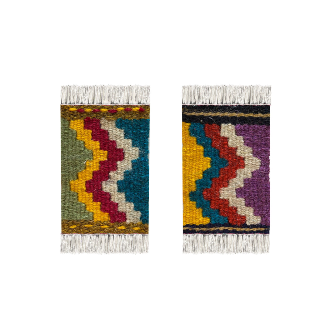 Sous-verre Kilim Persan Tissé à la Main Authentique avec Motif Géométrique (x2)