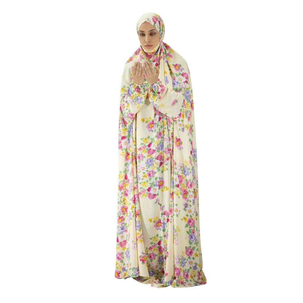 Tchador Islamique de Namaz pour Femmes - Tchador de Prière avec Design Manches