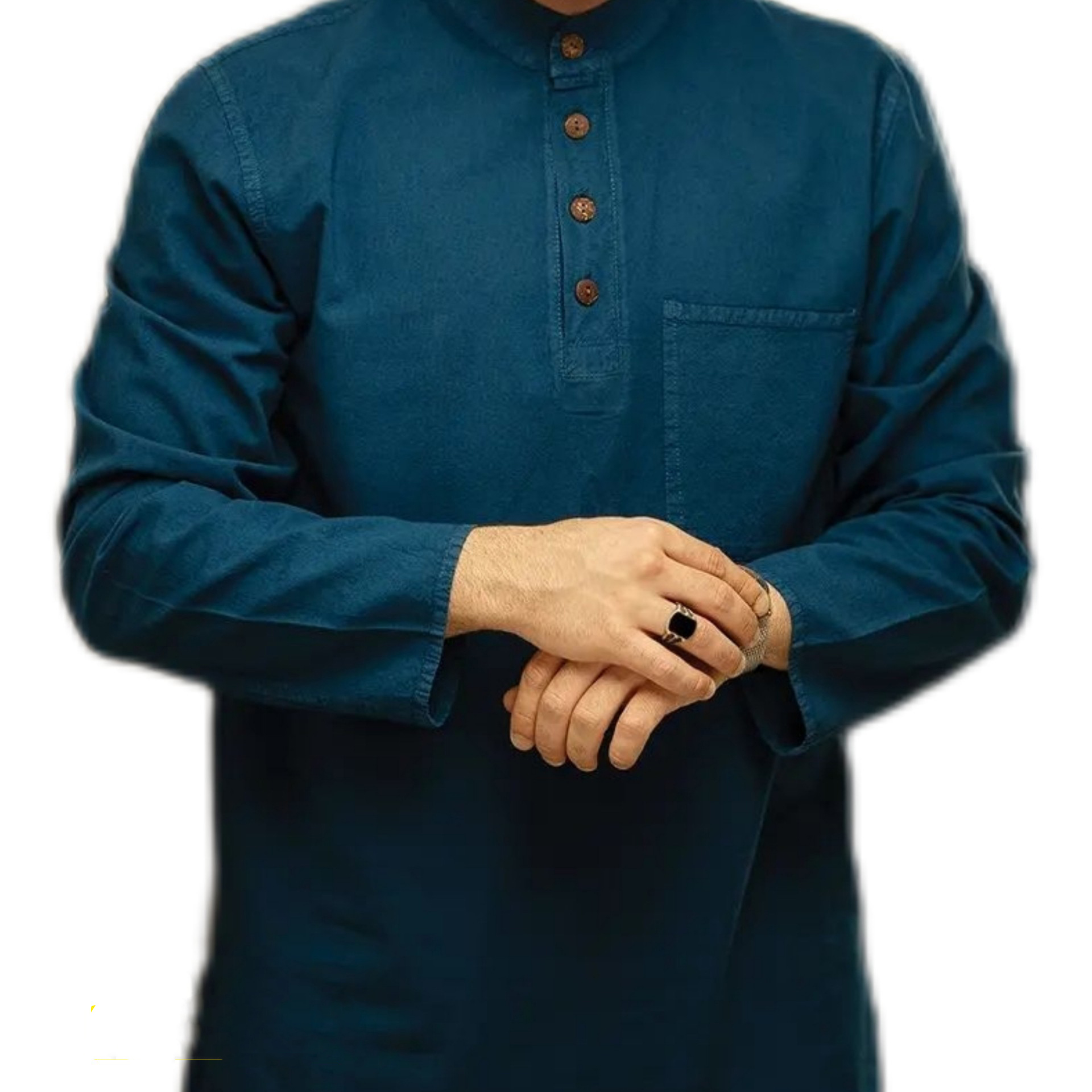 Tunique islamique pour hommes musulmans avec 4 boutons en bleu marine
