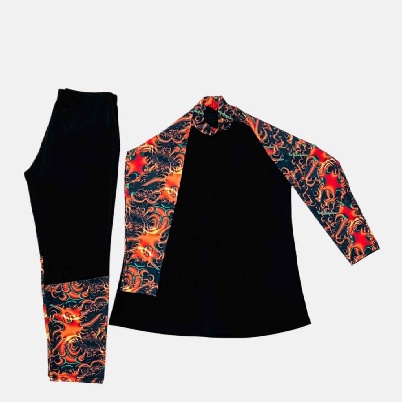 Maillot de Maillot de Bain Islamique pour Femmes avec Capuche Attachée et Leggings à Large Bande