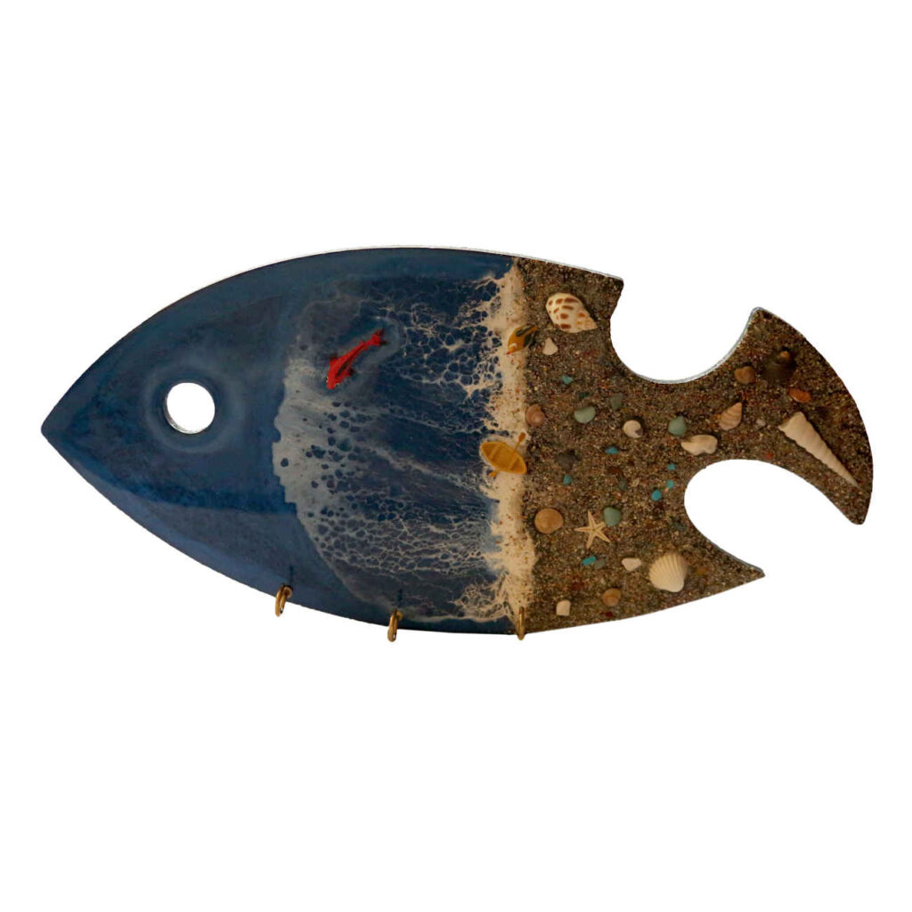 Porte-clés mural en résine – Design poisson, porte-clés élégant et durable