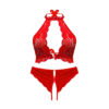 Ensemble soutien-gorge et culotte en dentelle - En dentelle rouge audacieuse avec col halter