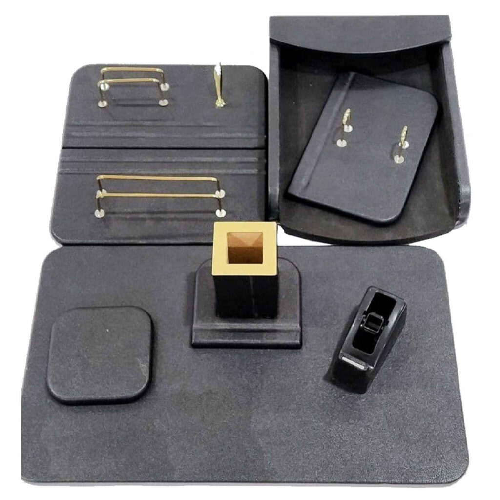 Accessoires de bureau en cuir pour espace de travail (8 pièces)