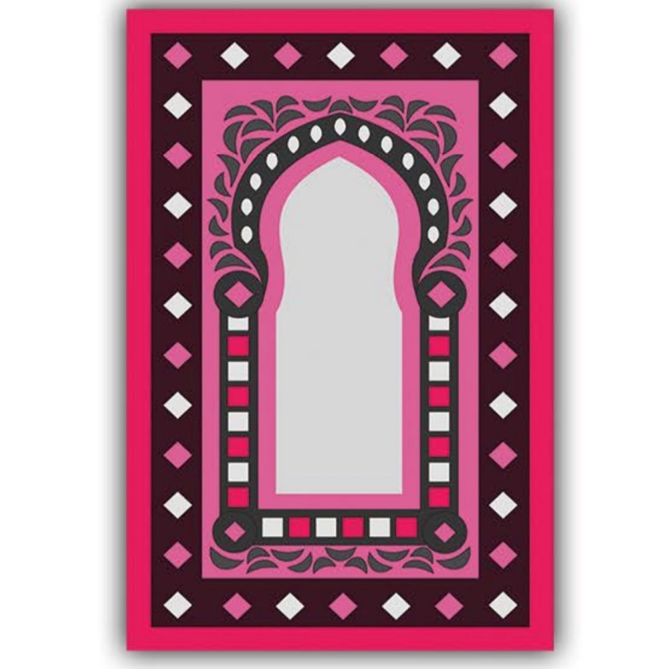 Tapis de prière islamique en velours luxueux – Janamaz Sajadah rembourré pour plus de confort, couleur rose