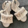 Sandales Macramé en Crème avec Design Coquillage - Style Boho pour l'Été