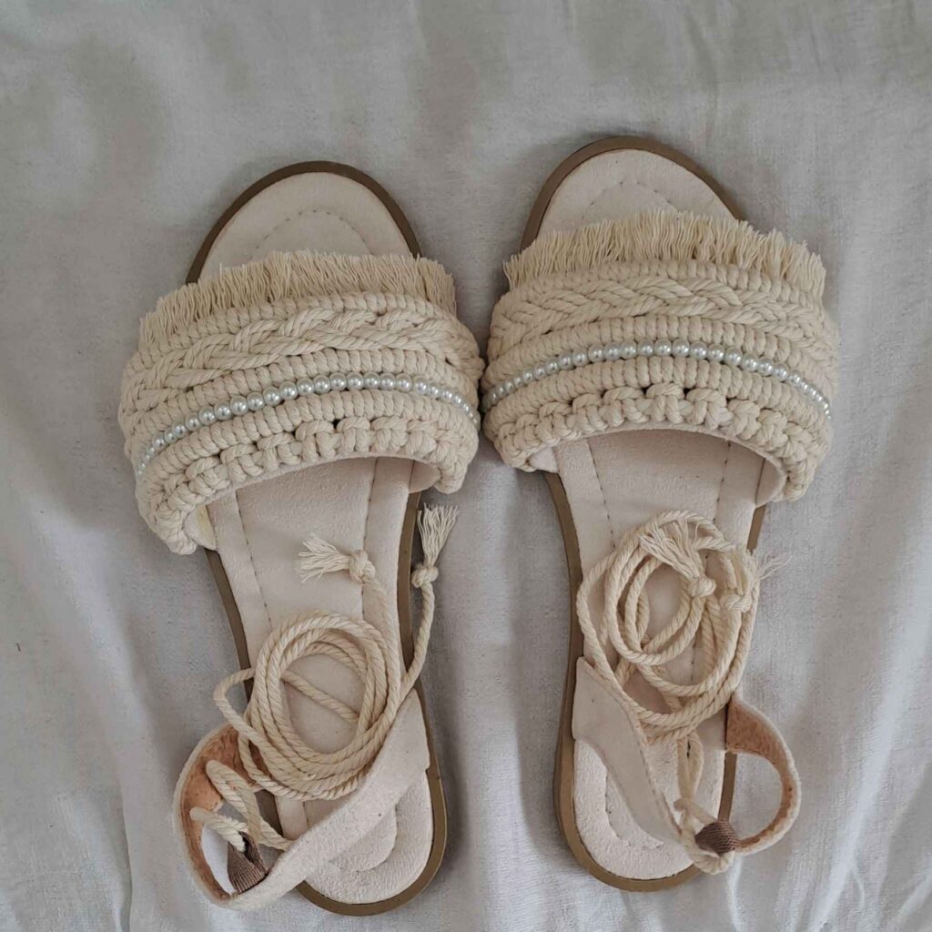 Sandales Macramé avec Design Fleur d'Oranger - Ambiance Boho et Confort