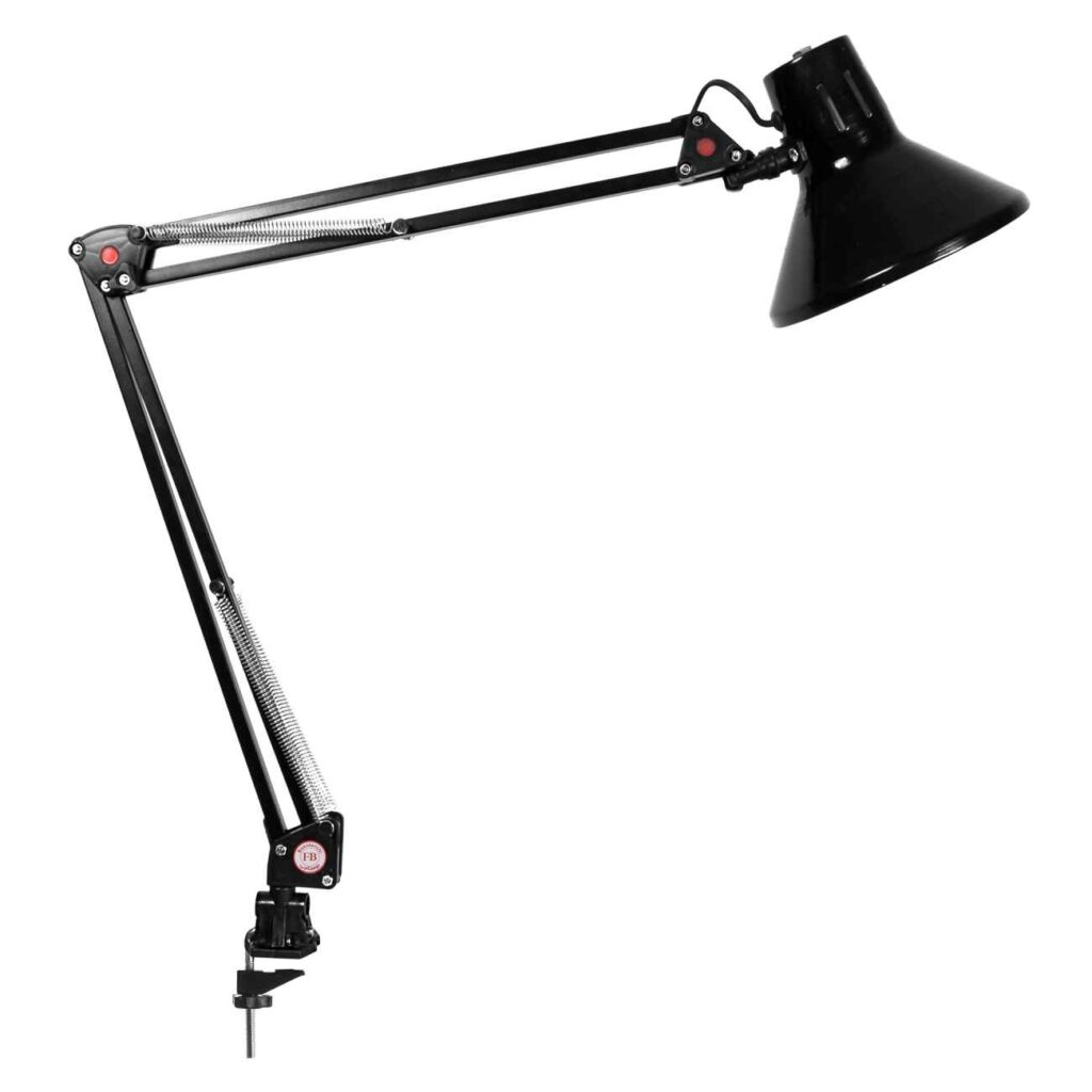 Lampe de bureau en métal réglable – lampe pince avec bras articulé