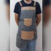 Tablier de barista moderne en simili cuir – Élégant et stylé en gris