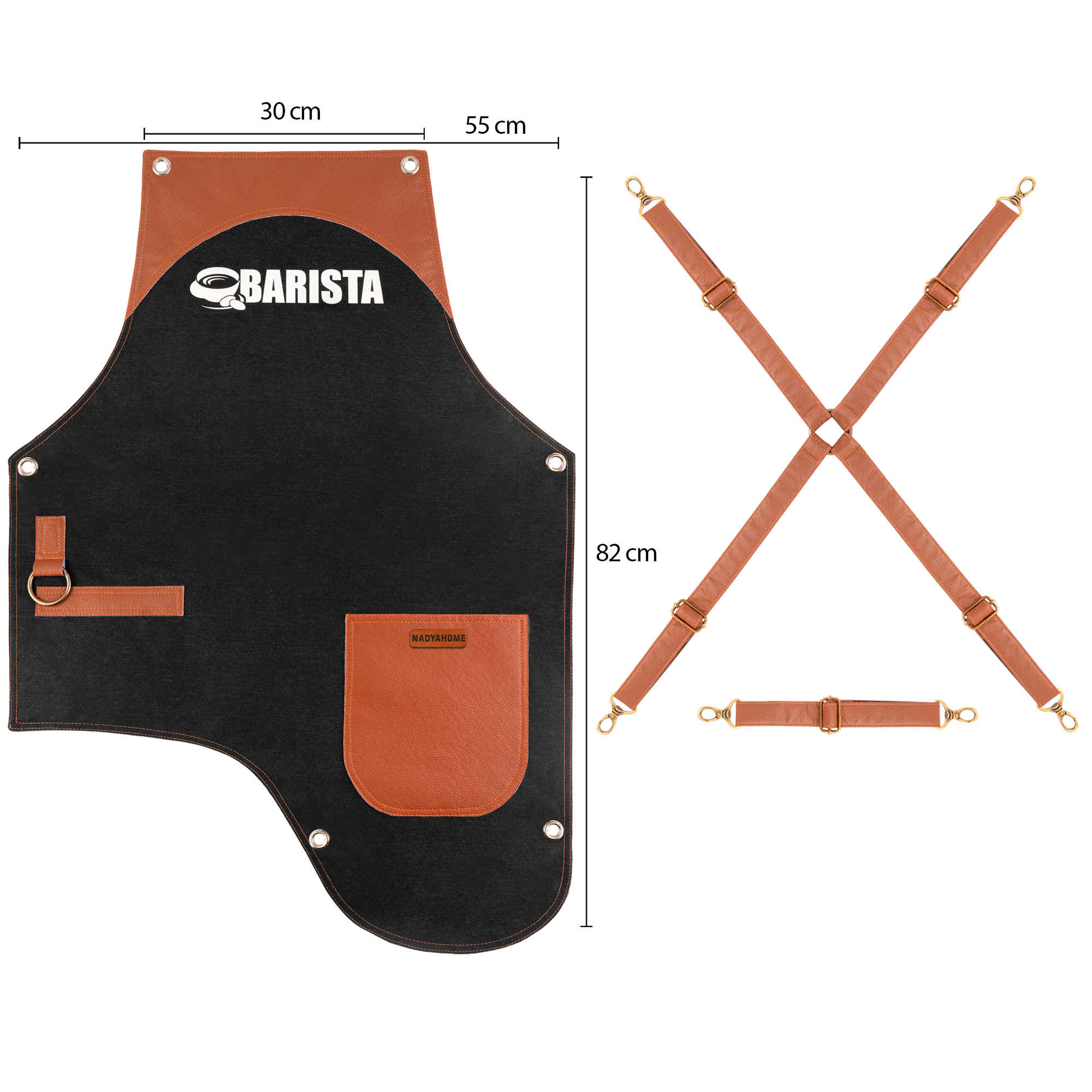 Tablier de barista moderne en denim – Élégant et stylé en noir