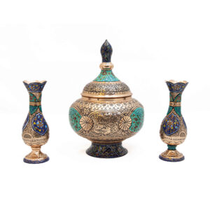 Coffret Cadeau Persan – 3 Pièces : Coupe à Chocolat & Vase Gravé