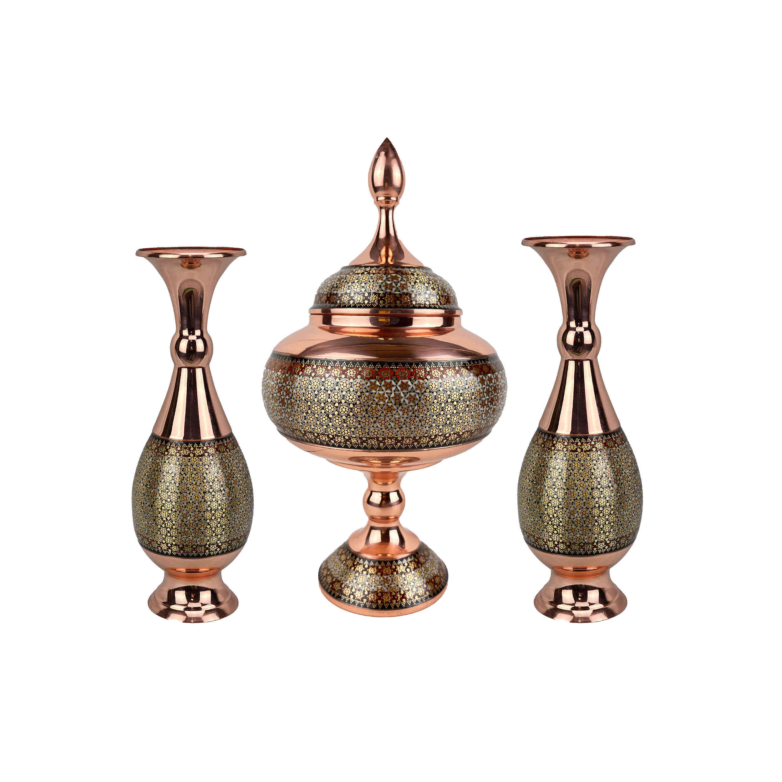 Coffret Cadeau Persan – 3 Pièces : Coupe à Chocolat & Vase Incrusté