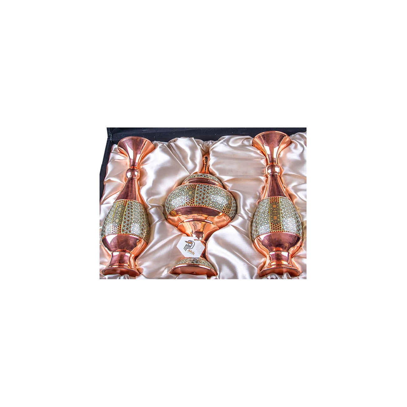 Coffret Cadeau Khatamkari – 3 Pièces : Vases & Coupe à Chocolat