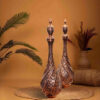 Bouteille décorative en cuivre décorative persane - Motif oiseau et fleur (lot de 2)