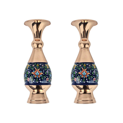 Vase décoratif en cuivre persan avec design floral adapté à la décoration intérieure Set de 2