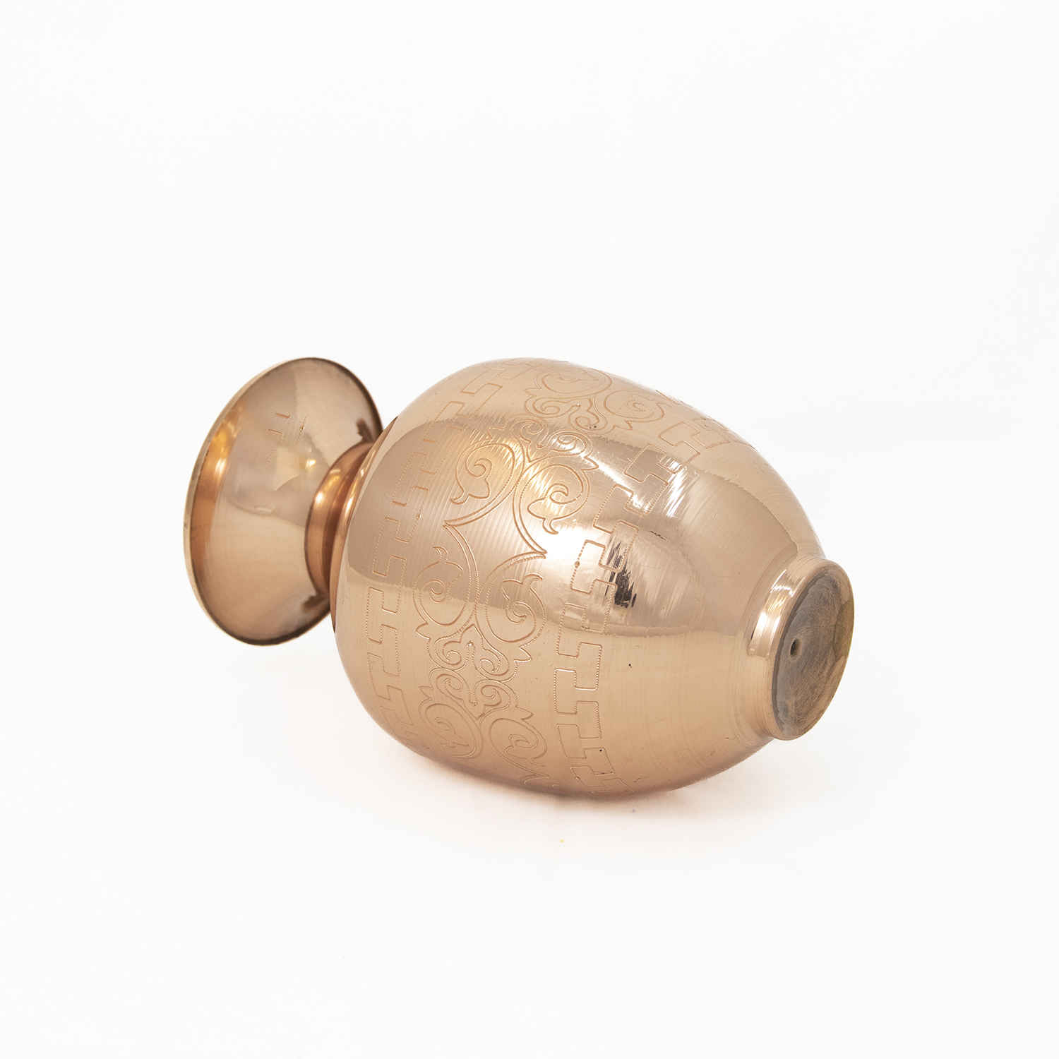 Vase décoratif en cuivre persan fait main avec design géométrique