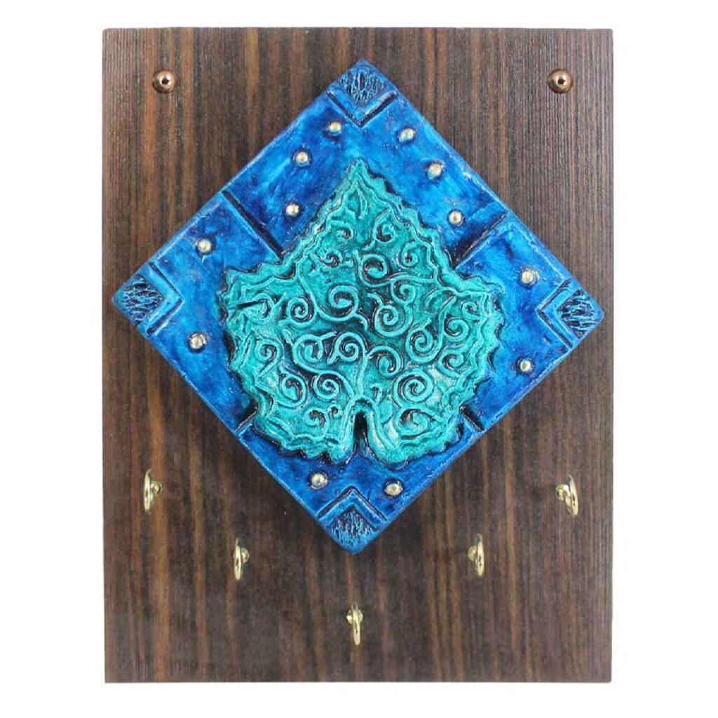 Porte-clés mural décoratif pour une clé organisée avec design de carreau et Oiseau