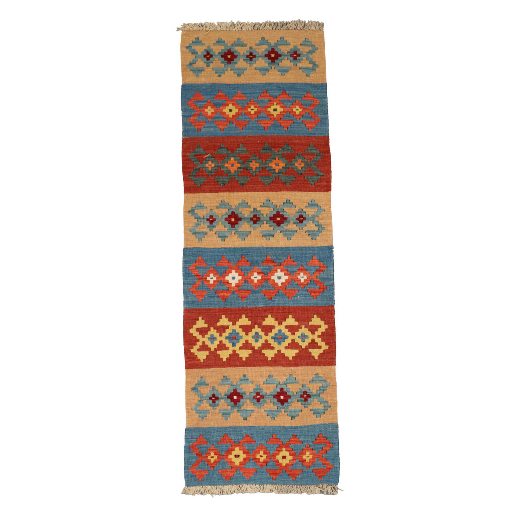 Tapis de Couloir Kilim Persan en Laine Authentique Tissé à la Main à Fars Qashqai