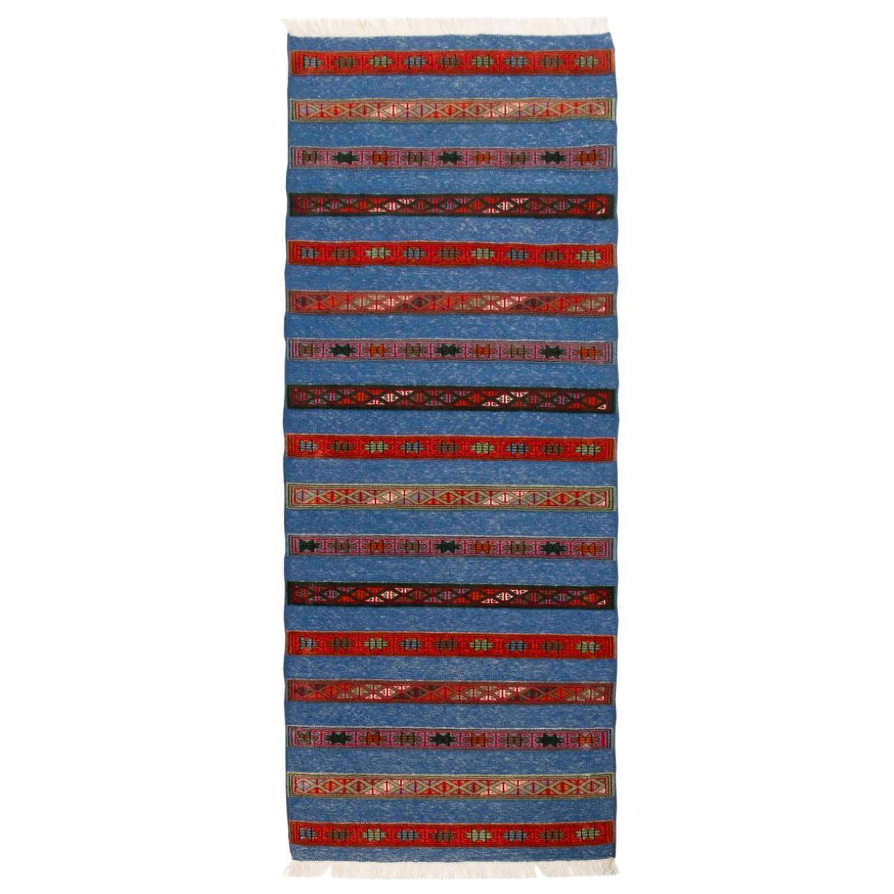 Tapis de Couloir Kilim Persan en Laine Authentique Tissé à la Main à Golestan Rayé