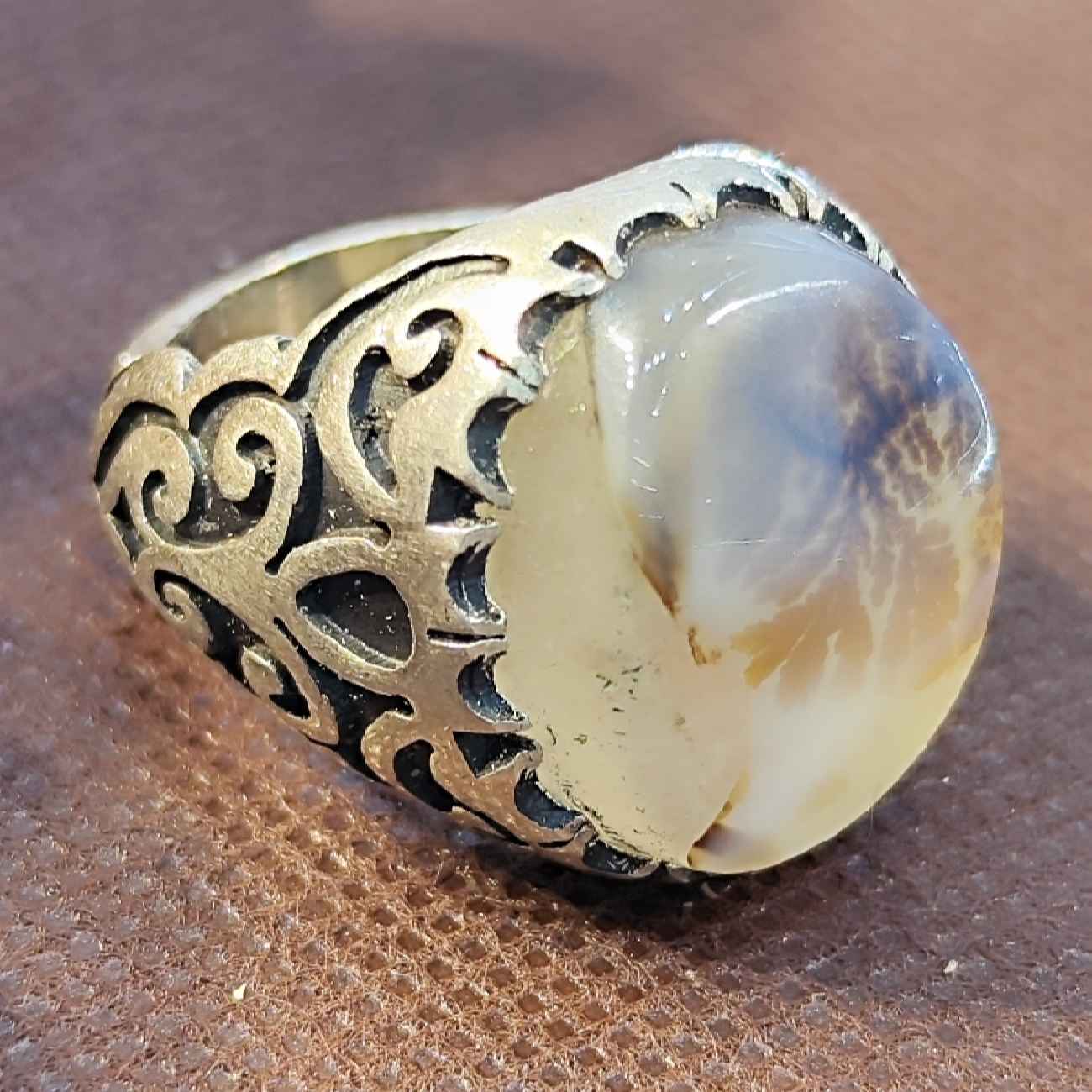 Bague en argent pour homme avec pierre Agate Modèle Shajar