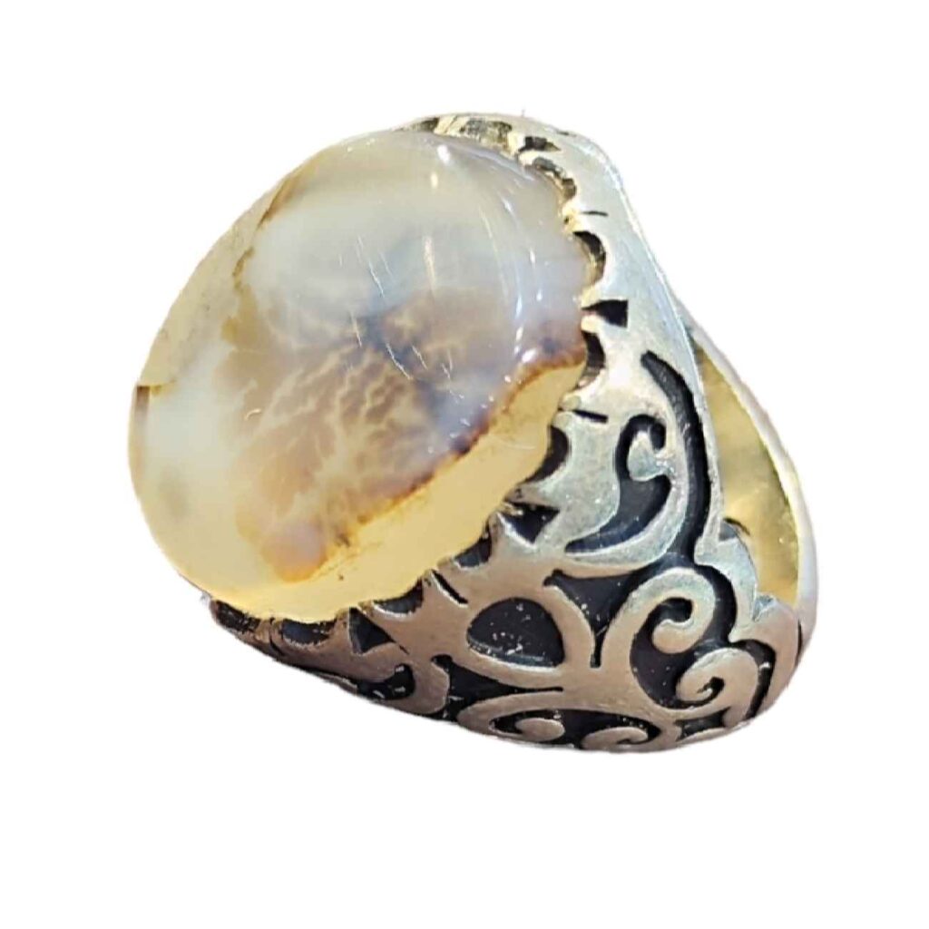 Bague en argent pour homme avec pierre Agate Modèle Shajar
