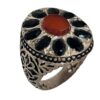 Bague en argent pour homme avec Agate et pierre saphir – Bijoux uniques