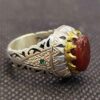 Bague en argent pour homme avec pierre Agate et Agate du Yémen