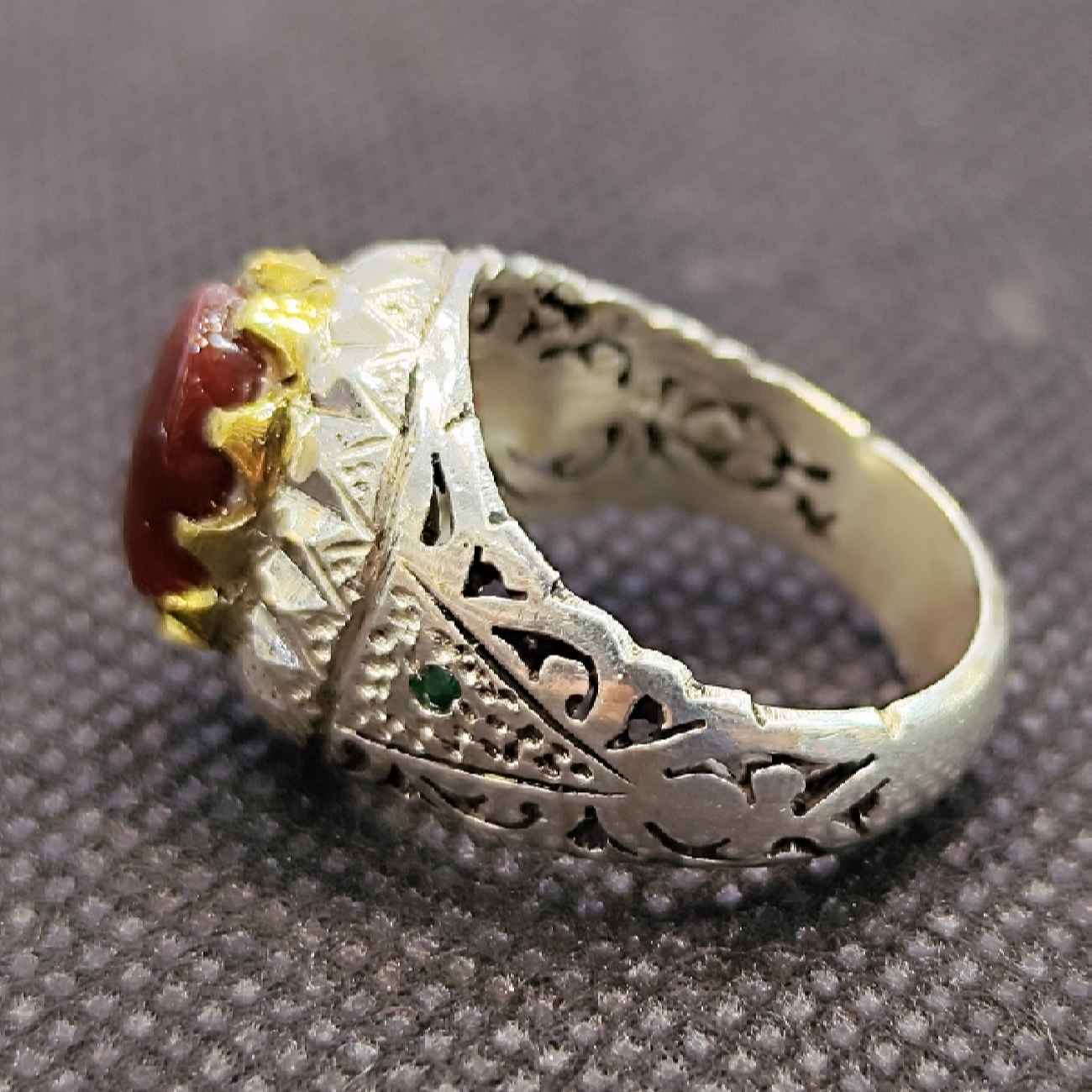 Bague en argent pour homme avec pierre Agate et Agate du Yémen