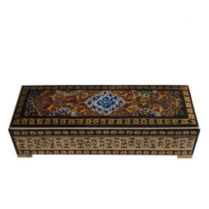 Boîte à crayons en bois persane avec Khatamkari fait main pour les amateurs d’art persan