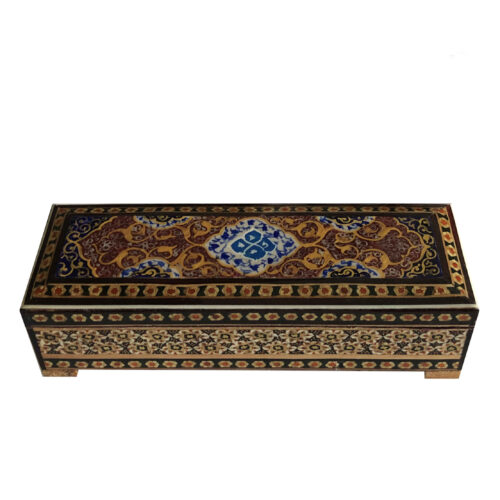 Boîte à crayons en bois persane avec Khatamkari fait main pour les amateurs d'art persan